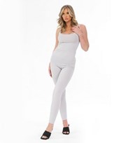 JUSTYOUROUTFIT Pale Grey Ribbed Jersey Double Strap Jumpsuit